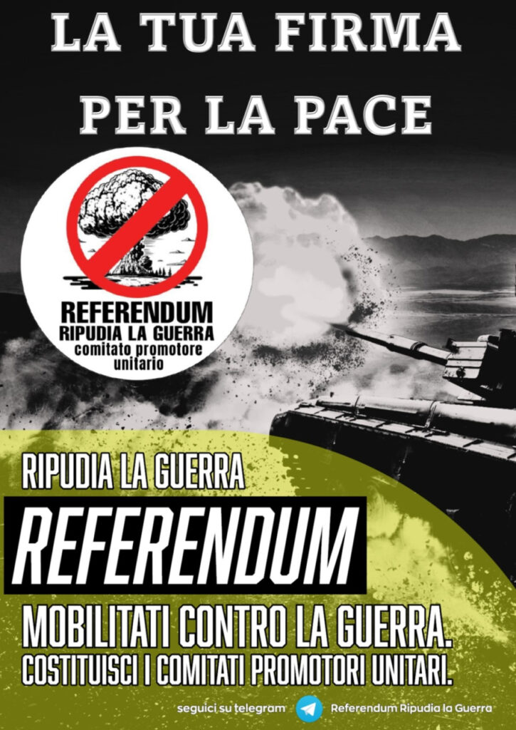 Raccolta Firme A Sostegno Del Referendum Ripudia La Guerra Comune Di